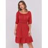 imageANRABESS Womens Half Sleeve Mini Dress 2025 Fall Square Neck Casual Flowy Wedding Guest Dresses Summer Beach Vacation OutfitsRed