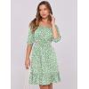 imageANRABESS Womens Half Sleeve Mini Dress 2025 Fall Square Neck Casual Flowy Wedding Guest Dresses Summer Beach Vacation OutfitsWhite Brown Dot