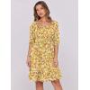 imageANRABESS Womens Half Sleeve Mini Dress 2025 Fall Square Neck Casual Flowy Wedding Guest Dresses Summer Beach Vacation OutfitsYellow Red Floral
