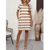 imageANRABESS Womens Summer Casual T Shirt Dresses Short Sleeve Crewneck Striped Mini Shift Dress 2025 Beach Vacation OutfitsBrown White Stripe