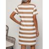 imageANRABESS Womens Summer Casual T Shirt Dresses Short Sleeve Crewneck Striped Mini Shift Dress 2025 Beach Vacation OutfitsBrown White Stripe