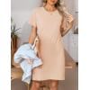 imageANRABESS Womens Summer Casual T Shirt Dresses Short Sleeve Crewneck Striped Mini Shift Dress 2025 Beach Vacation OutfitsLight Khaki Beige