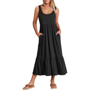 imageANRABESS Womens Summer Sleeveless Maxi Sundress Swing Casual Flowy Tiered Shirts Dress Beach Travel Vacation OutfitsBlack
