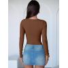 imageANRABESS Women Long Sleeve Crew Neck Bodysuits Top 2025 Fall Slim Fit Ribbed Knit Soft Basic Tee ShirtsBrown