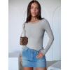 imageANRABESS Women Long Sleeve Crew Neck Bodysuits Top 2025 Fall Slim Fit Ribbed Knit Soft Basic Tee ShirtsGrey