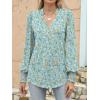 imageANRABESS Womens Puff Long Sleeve Shirts Dressy Casual Blouses 2025 Fall V Neck Loose Fit Floral Business Work Tunic TopsOrange White Floral