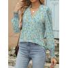 imageANRABESS Womens Puff Long Sleeve Shirts Dressy Casual Blouses 2025 Fall V Neck Loose Fit Floral Business Work Tunic TopsOrange White Floral