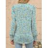 imageANRABESS Womens Puff Long Sleeve Shirts Dressy Casual Blouses 2025 Fall V Neck Loose Fit Floral Business Work Tunic TopsOrange White Floral