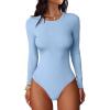 imageANRABESS Women Long Sleeve Crew Neck Bodysuits Top 2025 Fall Slim Fit Ribbed Knit Soft Basic Tee ShirtsLight Blue