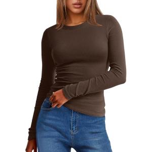 imageANRABESS Women Long Sleeve Thermal Top Crewneck Slim Fit Shirts 2025 Fall Basic Tee Casual Winter Warm Undershirts ClothesCoffee