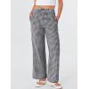 imageANRABESS Womens Striped Gingham Pants 2025 Fall Pajama Lounge Boxer Pants Casual Wide Leg Drawstring PJ Bottoms TrousersBlack White Plaid