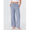 imageANRABESS Womens Striped Gingham Pants 2025 Fall Pajama Lounge Boxer Pants Casual Wide Leg Drawstring PJ Bottoms TrousersBlue White Plaid