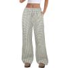 imageANRABESS Womens Striped Gingham Pants 2025 Fall Pajama Lounge Boxer Pants Casual Wide Leg Drawstring PJ Bottoms TrousersArmy Green White Plaid