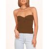 imageANRABESS Tube Top for Women Summer Strapless Bandeau Knit Twist Knot Corset Crop Basic Tank Top 2025 Vacation Outfits ClothesCaramel