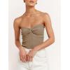 imageANRABESS Tube Top for Women Summer Strapless Bandeau Knit Twist Knot Corset Crop Basic Tank Top 2025 Vacation Outfits ClothesKhaki