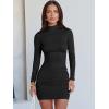 imageANRABESS Women Long Sleeve Mock Neck Bodycon Mini Dress 2025 Fall Ribbed Slim Fit Pencil Cocktail Club Night DressesBlack