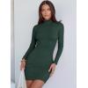 imageANRABESS Women Long Sleeve Mock Neck Bodycon Mini Dress 2025 Fall Ribbed Slim Fit Pencil Cocktail Club Night DressesDeep Green