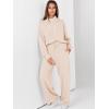 imageANRABESS Womens 2 Piece Outfits Sweatsuit Set 2025 Fall Drawstring Sweatshirt Wide Leg Sweatpant Lounge Set TracksuitApricot