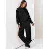 imageANRABESS Womens 2 Piece Outfits Sweatsuit Set 2025 Fall Drawstring Sweatshirt Wide Leg Sweatpant Lounge Set TracksuitBlack