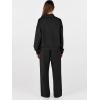 imageANRABESS Womens 2 Piece Outfits Sweatsuit Set 2025 Fall Drawstring Sweatshirt Wide Leg Sweatpant Lounge Set TracksuitBlack