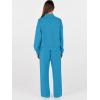 imageANRABESS Womens 2 Piece Outfits Sweatsuit Set 2025 Fall Drawstring Sweatshirt Wide Leg Sweatpant Lounge Set TracksuitBlue
