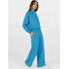 imageANRABESS Womens 2 Piece Outfits Sweatsuit Set 2025 Fall Drawstring Sweatshirt Wide Leg Sweatpant Lounge Set TracksuitBlue