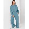 imageANRABESS Womens 2 Piece Outfits Sweatsuit Set 2025 Fall Drawstring Sweatshirt Wide Leg Sweatpant Lounge Set TracksuitGrey Green