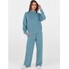 imageANRABESS Womens 2 Piece Outfits Sweatsuit Set 2025 Fall Drawstring Sweatshirt Wide Leg Sweatpant Lounge Set TracksuitGrey Green