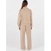 imageANRABESS Womens 2 Piece Outfits Sweatsuit Set 2025 Fall Drawstring Sweatshirt Wide Leg Sweatpant Lounge Set TracksuitKhaki