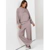 imageANRABESS Womens 2 Piece Outfits Sweatsuit Set 2025 Fall Drawstring Sweatshirt Wide Leg Sweatpant Lounge Set TracksuitRed Apricot