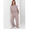 imageANRABESS Womens 2 Piece Outfits Sweatsuit Set 2025 Fall Drawstring Sweatshirt Wide Leg Sweatpant Lounge Set TracksuitRed Apricot