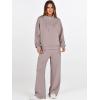 imageANRABESS Womens 2 Piece Outfits Sweatsuit Set 2025 Fall Drawstring Sweatshirt Wide Leg Sweatpant Lounge Set TracksuitRed Apricot