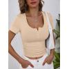 imageANRABESS Womens 2025 Summer Short Sleeve Tops Ribbed Knit Henley Button Up Slim Fit Basic Casual T Shirts Blouse Fall OutfitsApricot