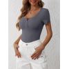 imageANRABESS Womens 2025 Summer Short Sleeve Tops Ribbed Knit Henley Button Up Slim Fit Basic Casual T Shirts Blouse Fall OutfitsBlack Grey
