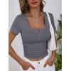 imageANRABESS Womens 2025 Summer Short Sleeve Tops Ribbed Knit Henley Button Up Slim Fit Basic Casual T Shirts Blouse Fall OutfitsBlack Grey