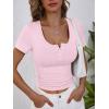 imageANRABESS Womens 2025 Summer Short Sleeve Tops Ribbed Knit Henley Button Up Slim Fit Basic Casual T Shirts Blouse Fall OutfitsPink