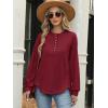 imageANRABESS Womens Long Sleeve Henley Tops Tunic Sweatshirt Loose Slit Casual Button Shirts Pullover 2025 Fall Winter OutfitsRed