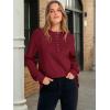 imageANRABESS Womens Long Sleeve Henley Tops Tunic Sweatshirt Loose Slit Casual Button Shirts Pullover 2025 Fall Winter OutfitsRed