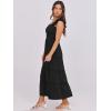 imageANRABESS Womens Smocked Maxi Dress Summer Casual Ruffle Square Neck Boho Ruffle Flowy Aline Beach Sundress with Pockets Black