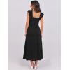imageANRABESS Womens Smocked Maxi Dress Summer Casual Ruffle Square Neck Boho Ruffle Flowy Aline Beach Sundress with Pockets Black