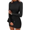 imageANRABESS Women Long Sleeve Mock Neck Bodycon Mini Dress 2025 Fall Ribbed Slim Fit Pencil Cocktail Club Night DressesBlack
