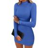 imageANRABESS Women Long Sleeve Mock Neck Bodycon Mini Dress 2025 Fall Ribbed Slim Fit Pencil Cocktail Club Night DressesBlue
