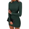 imageANRABESS Women Long Sleeve Mock Neck Bodycon Mini Dress 2025 Fall Ribbed Slim Fit Pencil Cocktail Club Night DressesDeep Green