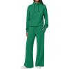imageANRABESS Womens 2 Piece Outfits Sweatsuit Set 2025 Fall Drawstring Sweatshirt Wide Leg Sweatpant Lounge Set TracksuitGreen