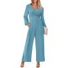 imageANRABESS Womens Jumpsuits Dressy Long Sleeve Wide Leg V Neck Pants Rompers 2025 Fall Formal One Piece Wedding Guest OutfitsLake