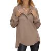 imageANRABESS Womens Long Sleeve Henley Tops Tunic Sweatshirt Loose Slit Casual Button Shirts Pullover 2025 Fall Winter OutfitsKhaki