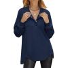 imageANRABESS Womens Long Sleeve Henley Tops Tunic Sweatshirt Loose Slit Casual Button Shirts Pullover 2025 Fall Winter OutfitsNavy Blue