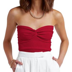 imageANRABESS Tube Top for Women Summer Strapless Bandeau Knit Twist Knot Corset Crop Basic Tank Top 2025 Vacation Outfits ClothesRed