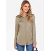 imageANRABESS Blouse for Women Dressy Casual Satin Long Sleeve Button Down Shirts 2025 Fall Outfits Office Business Work TopsTan