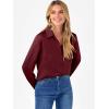 imageANRABESS Blouse for Women Dressy Casual Satin Long Sleeve Button Down Shirts 2025 Fall Outfits Office Business Work TopsWine Red